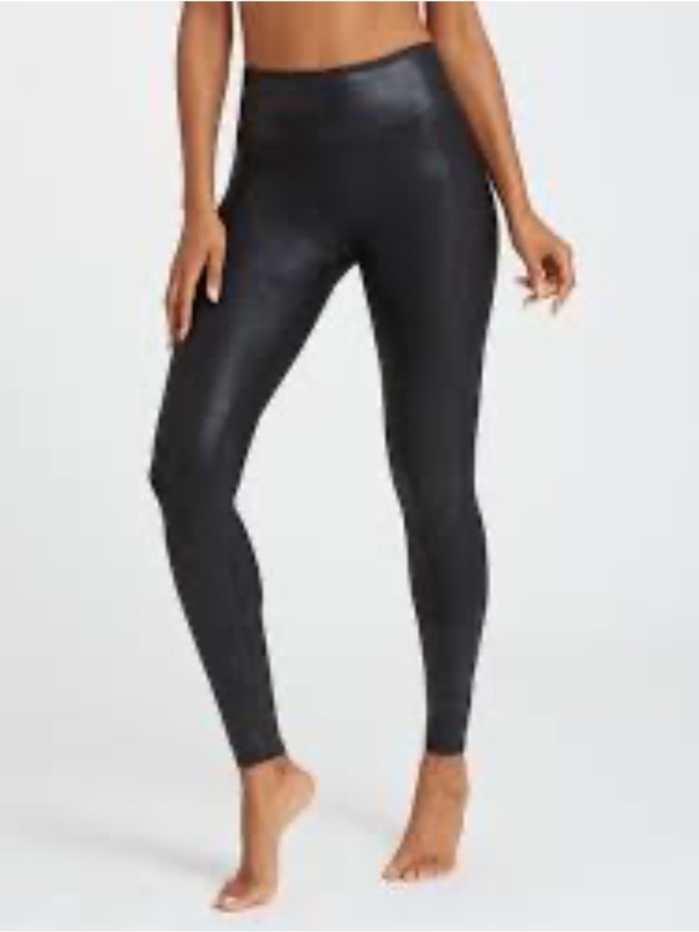SPANX Faux Leather Leggings Womens XL Black High Rise Shaping Pull On 27 Inseam